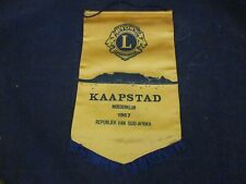 Vintage Lions Club International Banner Flag Capetown Van Suid Afrika Moederklub for sale  Shipping to South Africa