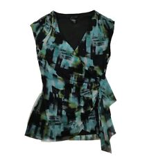 Blusa Grace Cruzada Sintética Abstracta Negra Verde Azulada Para Mujer Pequeña comprar usado  Enviando para Brazil