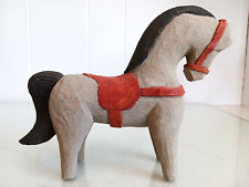 Vtg Hand Carved & Painted Small Horse Figurine Swedish Dala Style  Gray Red Blac for sale  Shipping to South Africa