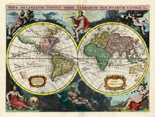Mapa antigo-MUNDO-HEMISFÉRIO-EUA-Van Meurs-1720 comprar usado  Enviando para Brazil