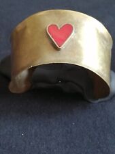 ANCIENT ROMAN EMPIRE STYLE BRONZE CUFF BANGLE BRACELET HEART DECORATED WONDERFUL for sale  Shipping to Canada