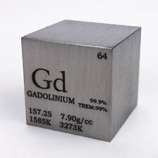 1 inch 25.4mm Varnished Gadolinium Metal Cube 99.9% 129g Engraved Periodic Table for sale  Shipping to South Africa