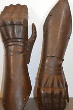 Large (2.2kg) Pair 19th Century Iron Armour Gauntlets, Articulated Thumb, c1890 for sale  Shipping to South Africa