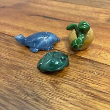 Carved Malachite Gemstone Frog 28g & Angelite Turtle 24 g & Turtle Stone LOT 3 for sale  Shipping to South Africa