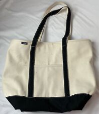 Bolso de Mano Lands End Marfil Negro Lona Barco Playa LG Clásico Cremallera Bolsillos Superior Usado en Excelente Condición segunda mano  Embacar hacia Argentina