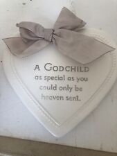 HALLMARK GODCHILD Heart Shaped Hanging Plaque White for sale  Shipping to South Africa