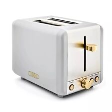 Tower Cavaletto White 2 Slice Toaster Champagne Brushed Gold Accents, used for sale  Shipping to South Africa