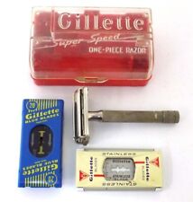 Gilette Super Speed One Piece Razor Red Case, Blue Blade Dispenser 1948-50, used for sale  Shipping to South Africa
