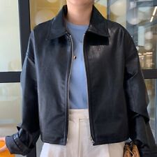 Jaqueta de couro sintético feminina manga longa zíper casaco PU casacos comprar usado  Enviando para Brazil