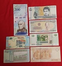 Lote de 7 billetes de papel moneda extranjeros diferentes sin circular moneda mundial segunda mano  Embacar hacia Argentina