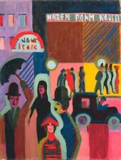 Oil painting Ernst-Ludwig-Kirchner-Store-in-the-Rain impression cityscape canvas for sale  Shipping to Canada