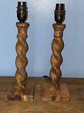 A Pair Of Vintage Barley Twist  Wood bedside Lamps Converted From A Table Leg for sale  Shipping to South Africa