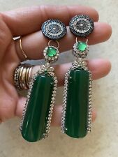 Silver earrings green usato  Torino