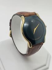 Relógio de pulso masculino vintage Movado Museum couro folheado a ouro preto e 18k sem reserva comprar usado  Enviando para Brazil