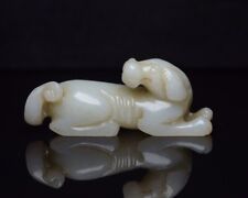 66g Chinese Old Natural Hetian Jade Hand-carved Lucky fortune dog Statue Pendant for sale  Florissant