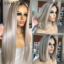 Perucas de cabelo humano frente reta virgem brasileira cor loira gelada cabelo humano Bob, usado comprar usado  Enviando para Brazil