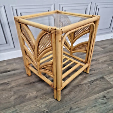 Retro Vintage Side Coffee Table Bamboo Rattan Wicker Glass Top - Boho? Tiki? for sale  Shipping to South Africa