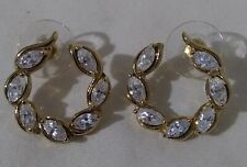 Gorgeous Estate 925 Swarovski Crystal Earrings Circle Round Gold Tone Post for sale  Shipping to South Africa