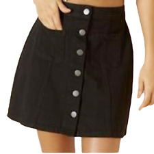 Usado, Mini-saia jeans preta de garagem linha A com botões, 2 bolsos frontais, tamanho XS  comprar usado  Enviando para Brazil