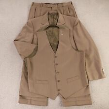 Colete calça jaqueta poliéster listrado marrom L vintage 3 peças EUA 44R 36x30 comprar usado  Enviando para Brazil