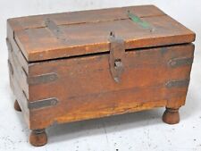 Vintage Wooden Small Storage Box Original Old Hand Crafted Metal Fitted for sale  Shipping to South Africa