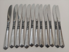 Vtg Orleans Silver ORL31 Stainless Korea Lot of 12 Dinner Knife S Scroll Fan MCM for sale  Shipping to South Africa