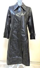 Sea NY New York Vegan Leather Jacket Womens Medium Shinny Black Maxi Mac Trench for sale  Shipping to South Africa