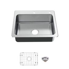 Glacier Bay Dual Mount 25 in Single Bowl Stainless Kitchen Sink Kit  for sale  Shipping to South Africa