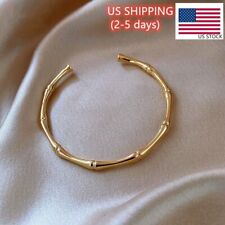 Used, Woman 18K Gold Plated Fashion Solid Bamboo Shape Opening Bracelet Bangle Cuff for sale  Shipping to South Africa
