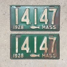 Par de placas de licença 1928 Massachusetts 14147 massa MA 5 dígitos bacalhau peixe garagem comprar usado  Enviando para Brazil