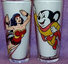 Used, 🔥2 PEPSI 1977 TERRYTOONS MIGHTY MOUSE &  REVERSE COLOR WONDER WOMAN GLASS! READ for sale  Shipping to South Africa