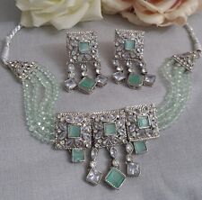 Used, Silver Indian Pakistani Bridal Party Jewellery Sets Choker Earrings Tikka pearls for sale  LONDON