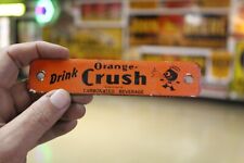 RARE 1950s CRUSHY DRINK ORANGE CRUSH PORCELAIN METAL CRATE TAG SIGN SODA POP 7UP for sale  Shipping to South Africa