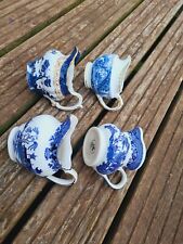 4 X Vintage BlueWhite Milk Jugs Country Willow Pattern Jot Lot Afternoon Tea Set for sale  LEYLAND
