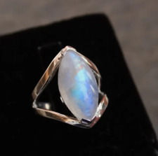 Hermoso anillo de piedra lunar arco iris de plata esterlina 925 hecho a mano todas las tallas R372 segunda mano  Embacar hacia Argentina