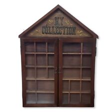 Vintage My Collection Wood Miniature Display Wood Wall Cabinet Glass Doors for sale  Shipping to South Africa