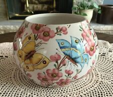 LARGE Flower Garden Pot Ceramic Made Italy Handpainted Dogwood Butterflies  EUC for sale  Thurmont