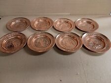 Eight Vintage Tehran IRAN Hammered Copper Plate 3.25" for sale  Shipping to South Africa