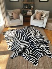 Zebra Cowhide Rug Size: 7' X 6.7' Upholstery Zebra Print Cowhide Brazilian Hide for sale  Shipping to South Africa