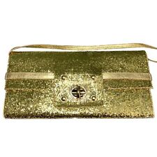 Bolsa de mão Carmen Steffens feminina glitter dourado conversível bolso com zíper e trava frontal comprar usado  Enviando para Brazil