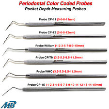 Sondas periodontais codificadas por cores medição de profundidade sonda de furcação dental diagnóstico comprar usado  Enviando para Brazil
