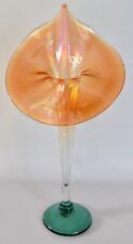 Vintage RICK STRINI Glass JACK IN THE PULPIT VASE Iridescent Orange SIGNED , used for sale  Shipping to South Africa