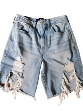 Bermuda jeans Hollister feminina cintura ultra alta azul tamanho 1/25 desgastada  comprar usado  Enviando para Brazil