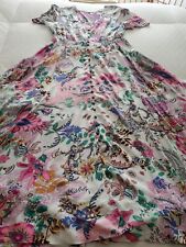 Maxi Vestido Floral Mangas Cortas Cuello en V Rosa Azul L/XL. Precioso! segunda mano  Embacar hacia Argentina