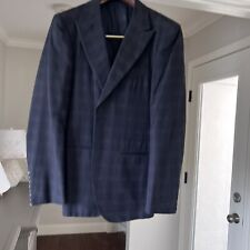 Used, Mens Saks Abla Napoli Tom Ford Peak Lapel Blazer 40 50 Italy Navy Plaid Handmade for sale  Shipping to South Africa