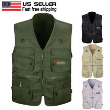 Men's Fishing Vest Work Safari Travel Photo Cargo Multi Pockets Waistcoat Jacket for sale  Shipping to South Africa