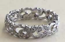 Used, 18K Solid White Gold Natural Diamond Vine/Leaf Scroll Band/Ring Size 8,  2.9 gr for sale  Shipping to South Africa