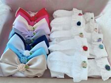 Satin Bow Headbands 10 Bows 4 inch Bow Embroidery Flower With 10 Matching Socks, used for sale  Shipping to South Africa