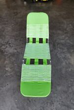 Vintage Folding Lawn Lounge Chair Beach Deck Pool Vinyl Tube Plastic Lime Green, used for sale  Shipping to South Africa