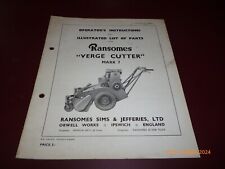 RANSOMES VERGE CUTTER MARK 7 INSTRUCCIONES DEL OPERADOR DE CORTADORA DE MOTOR/LISTA DE PIEZAS segunda mano  Embacar hacia Argentina